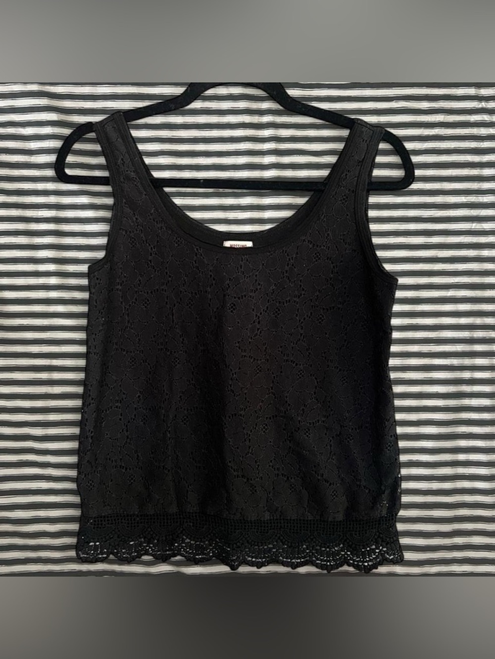 Mossimo Supply Co. Black Lace Tank with Scalloped Crochet Hem